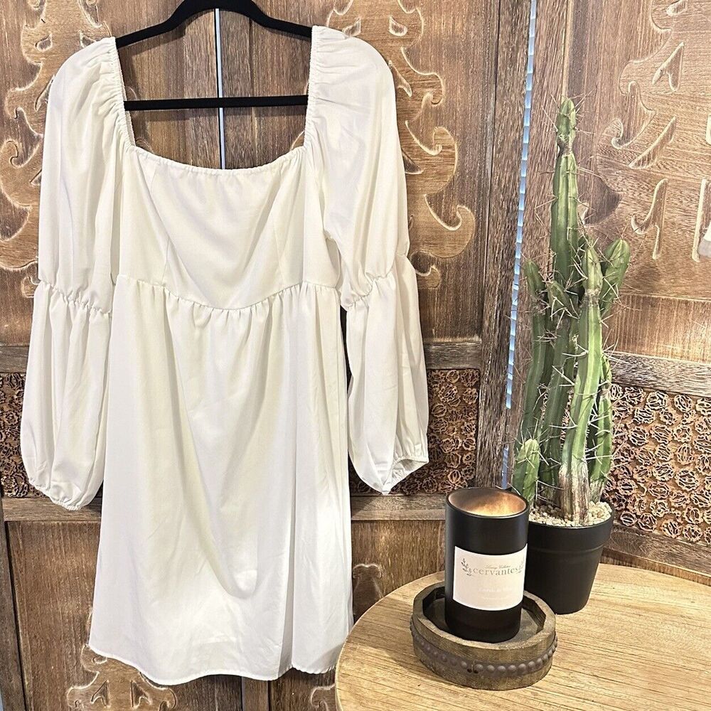 White Peasant Style Dress Tunic Boho Women Plus Size 2XL c9